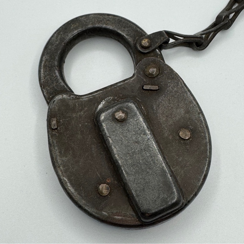 Rare Antique USA Railroad Padlock w/ Chain - No Key